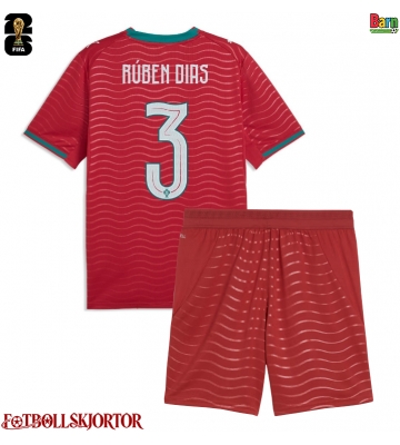 Portugal Ruben Dias #3 Hemmakläder Barn VM 2026 Kortärmad (+ Korta byxor)